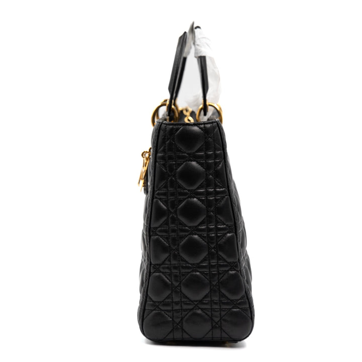 Dior Black Cannage Leather Large Lady Dior Tote - Gemaee  UAE
