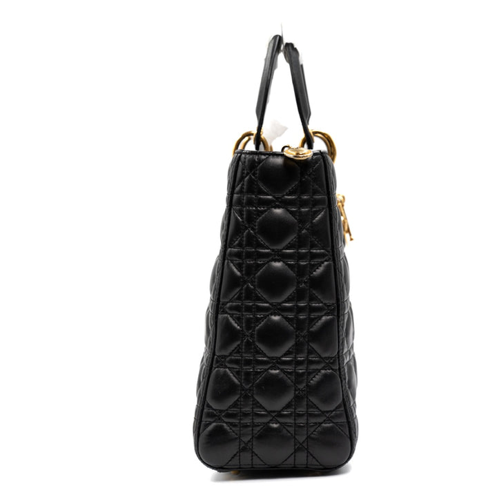 Dior Black Cannage Leather Large Lady Dior Tote - Gemaee  UAE