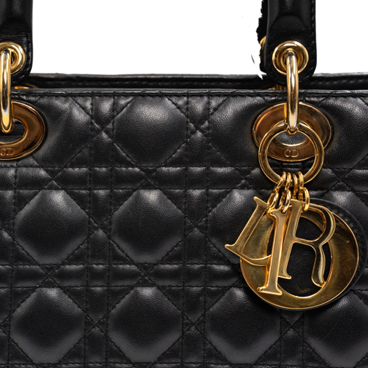 Dior Black Cannage Leather Large Lady Dior Tote - Gemaee  UAE