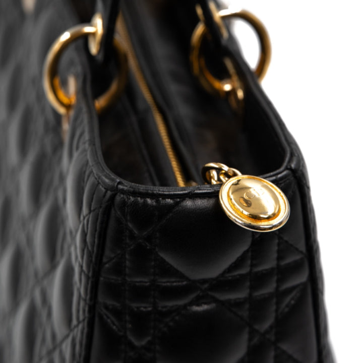 Dior Black Cannage Leather Large Lady Dior Tote - Gemaee  UAE