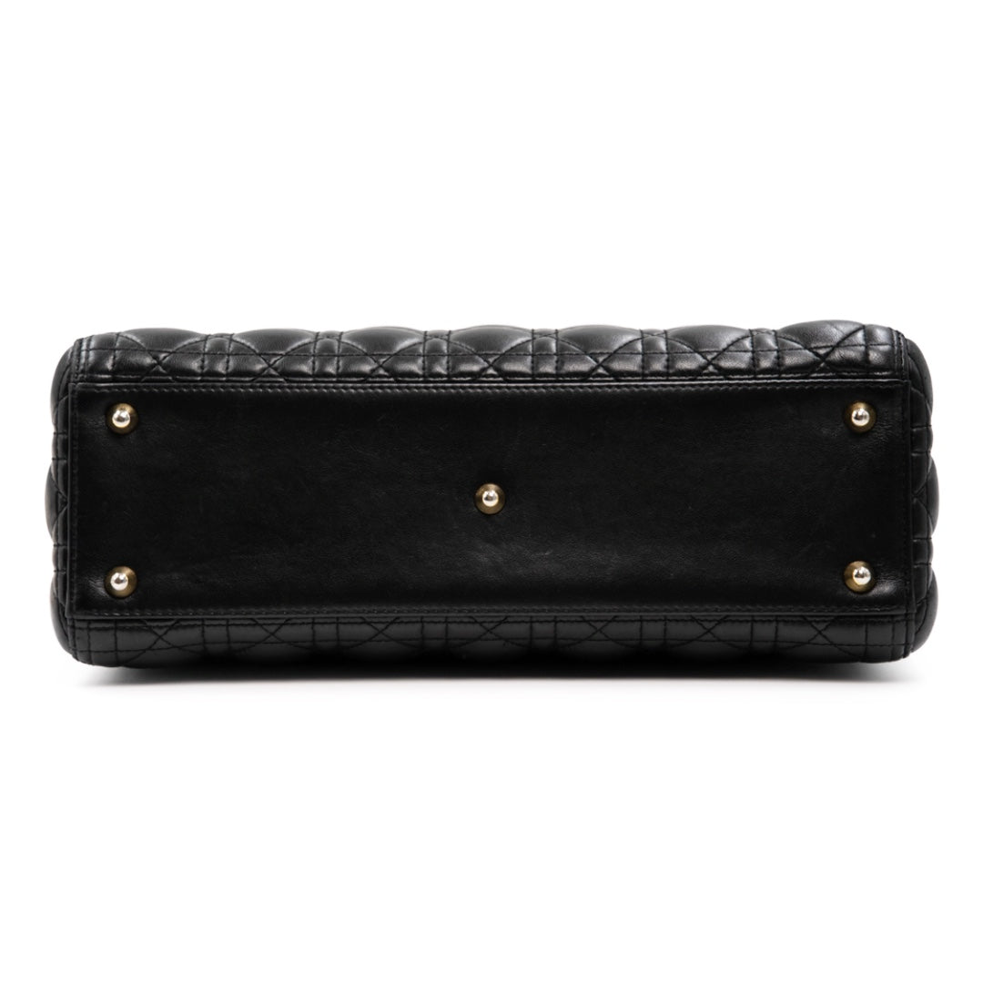 Dior Black Cannage Leather Large Lady Dior Tote - Gemaee  UAE