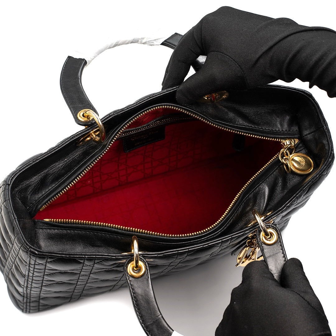 Dior Black Cannage Leather Large Lady Dior Tote - Gemaee  UAE