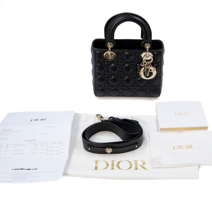 Dior My ABCDior Lady Dior Small Bag in Black Cannage Lambskin Leather with Gold Hardware - Gemaee  UAE