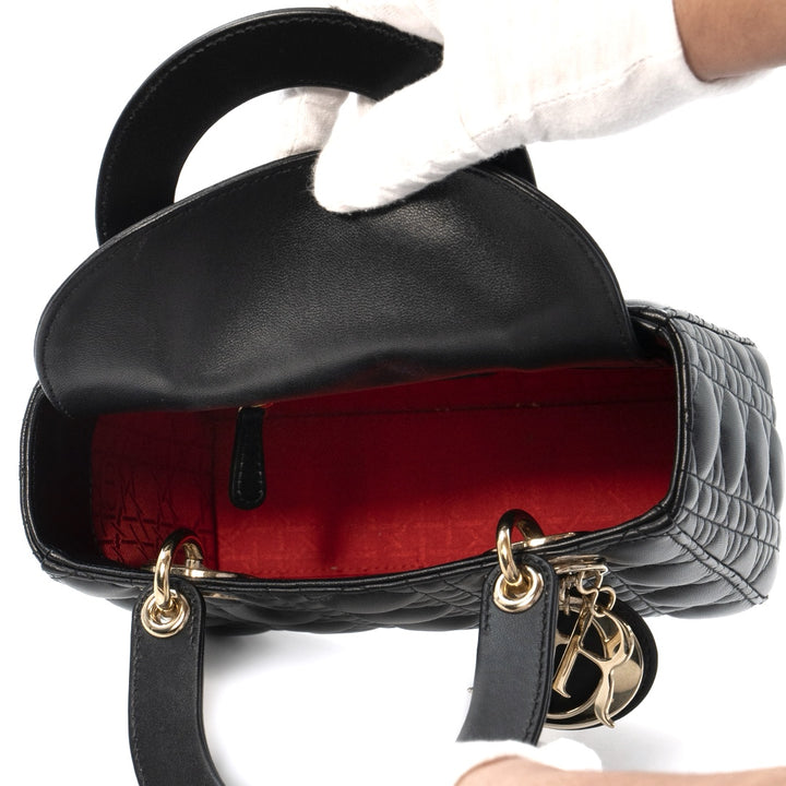 Dior My ABCDior Lady Dior Small Bag in Black Cannage Lambskin Leather with Gold Hardware - Gemaee  UAE