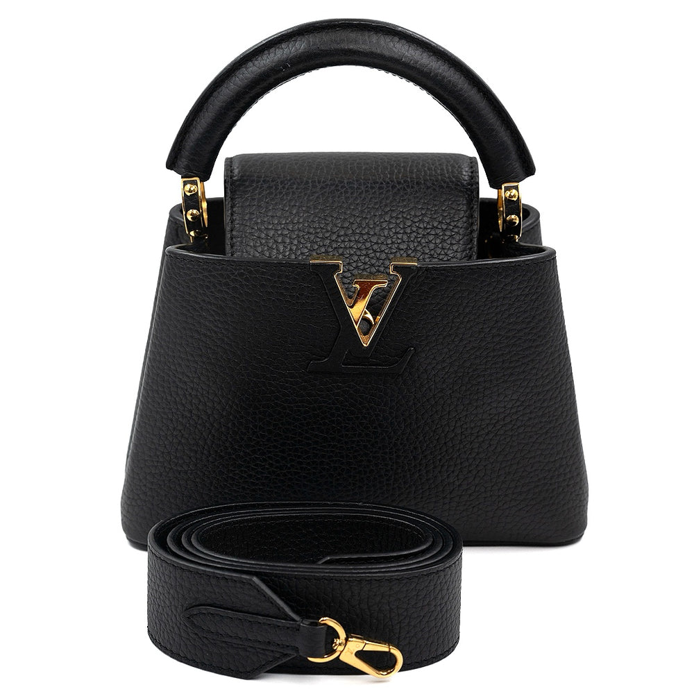 Louis Vuitton Black Leather Capucines Mini Bag - Gemaee  UAE