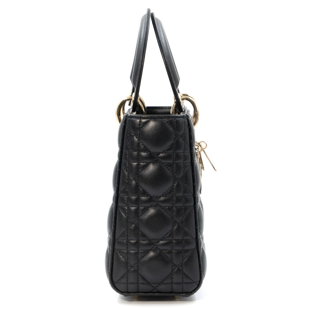 Dior My ABCDior Lady Dior Small Bag in Black Cannage Lambskin Leather with Gold Hardware - Gemaee  UAE