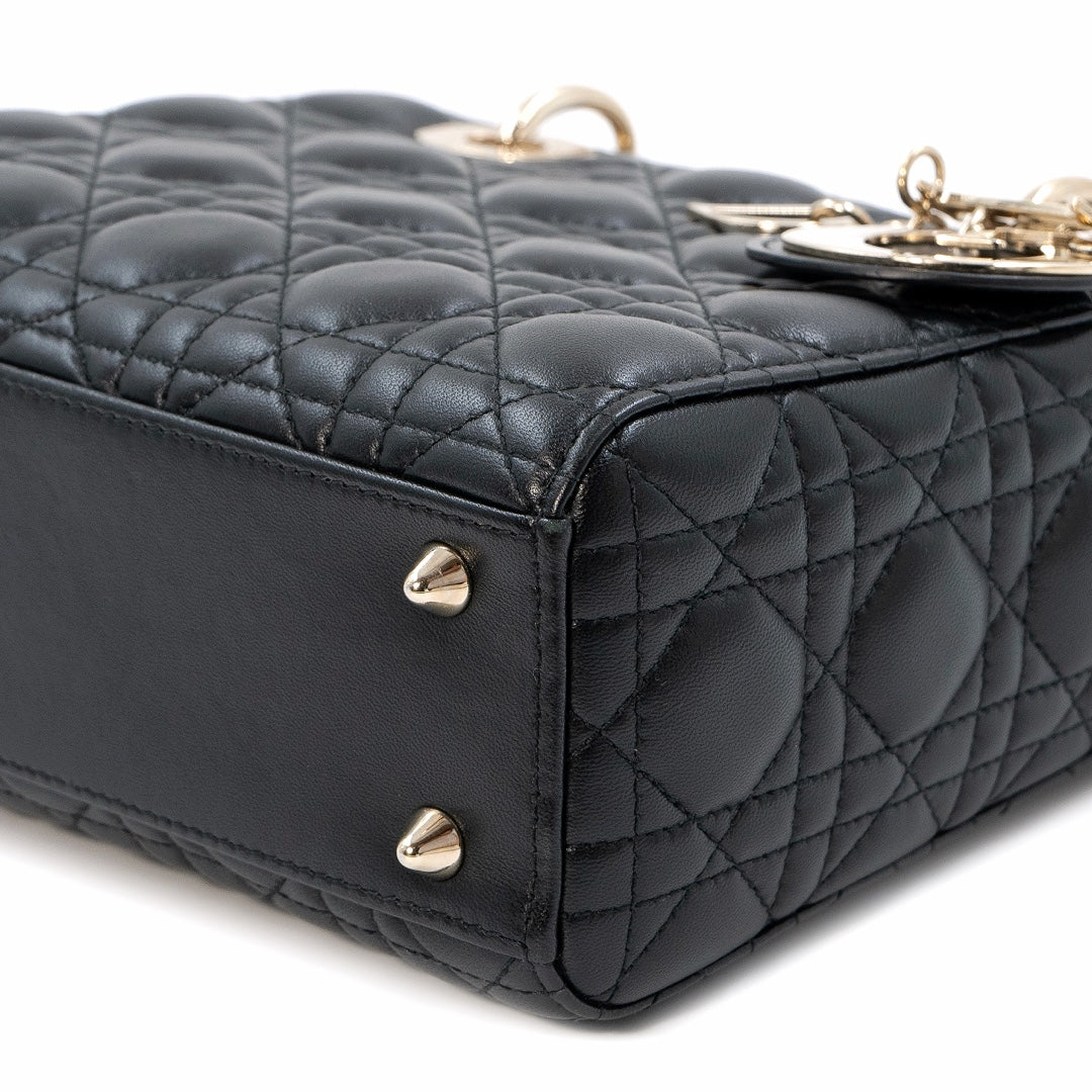 Dior My ABCDior Lady Dior Small Bag in Black Cannage Lambskin Leather with Gold Hardware - Gemaee  UAE