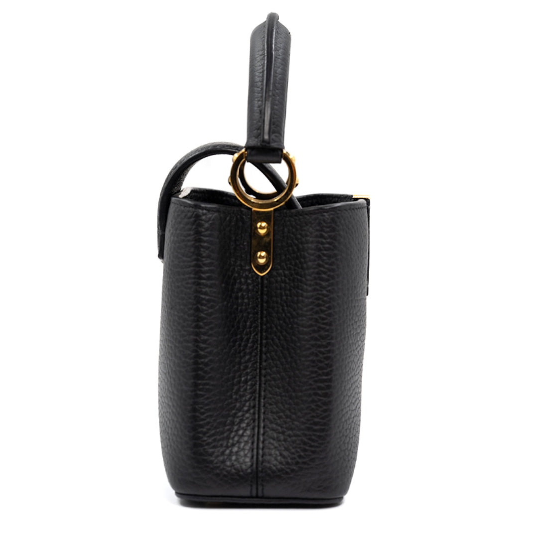 Louis Vuitton Black Leather Capucines Mini Bag - Gemaee  UAE