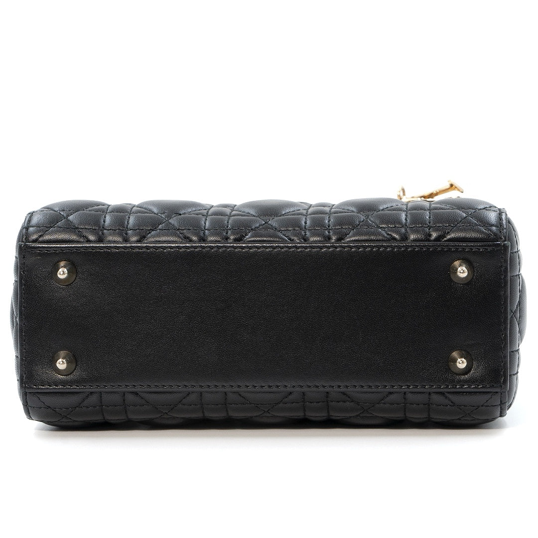 Dior My ABCDior Lady Dior Small Bag in Black Cannage Lambskin Leather with Gold Hardware - Gemaee  UAE
