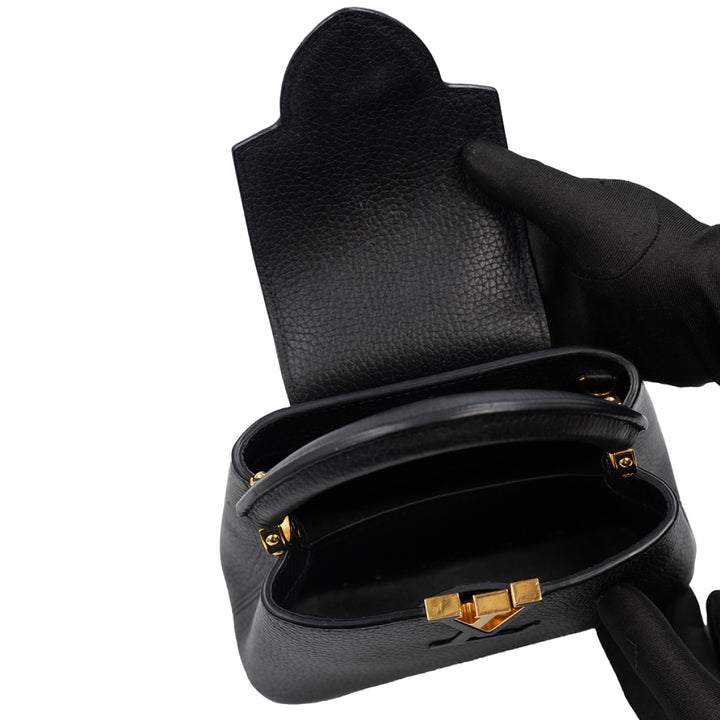 Louis Vuitton Black Leather Capucines Mini Bag - Gemaee  UAE