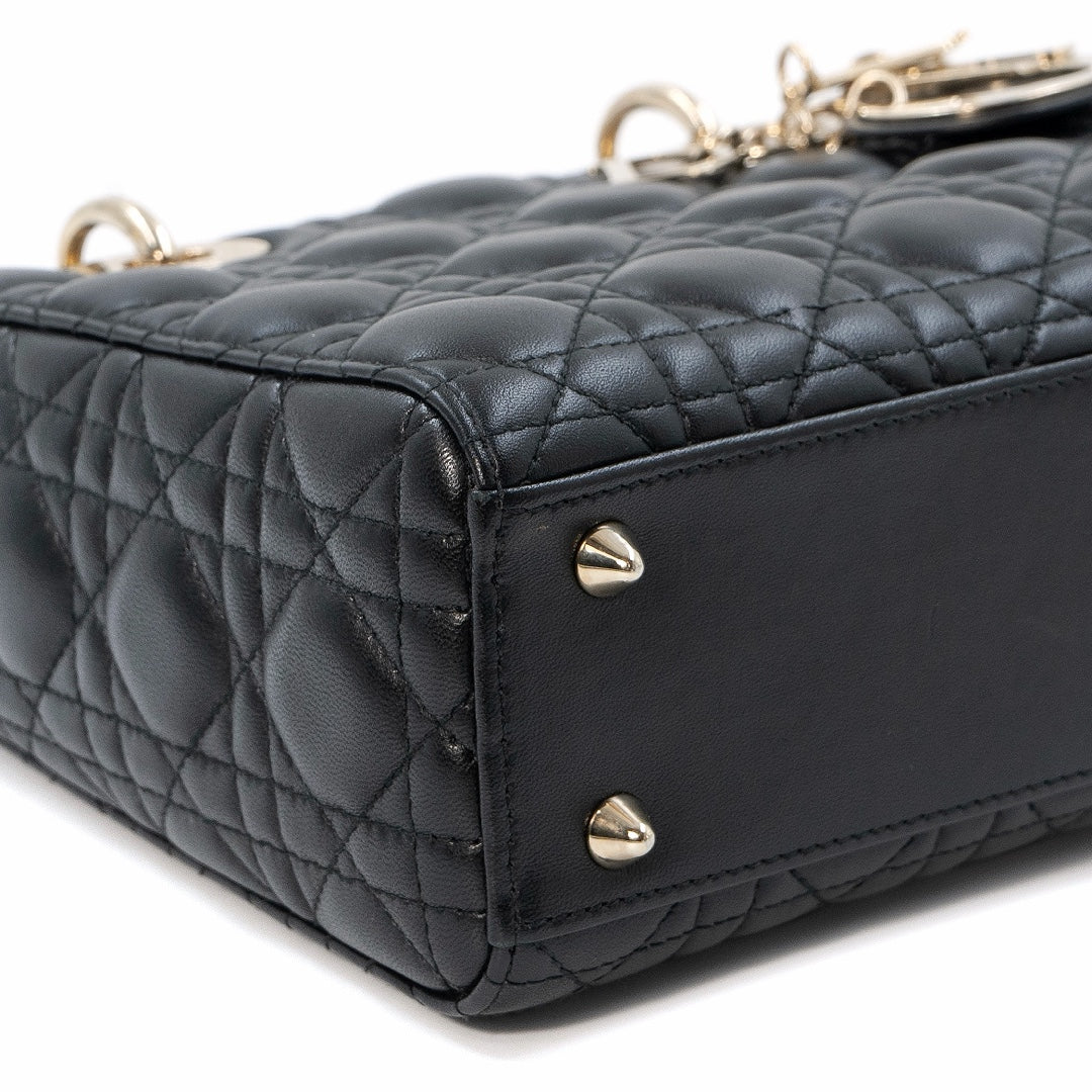 Dior My ABCDior Lady Dior Small Bag in Black Cannage Lambskin Leather with Gold Hardware - Gemaee  UAE