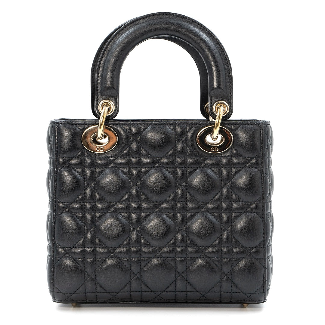 Dior My ABCDior Lady Dior Small Bag in Black Cannage Lambskin Leather with Gold Hardware - Gemaee  UAE