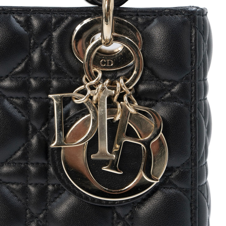 Dior My ABCDior Lady Dior Small Bag in Black Cannage Lambskin Leather with Gold Hardware - Gemaee  UAE