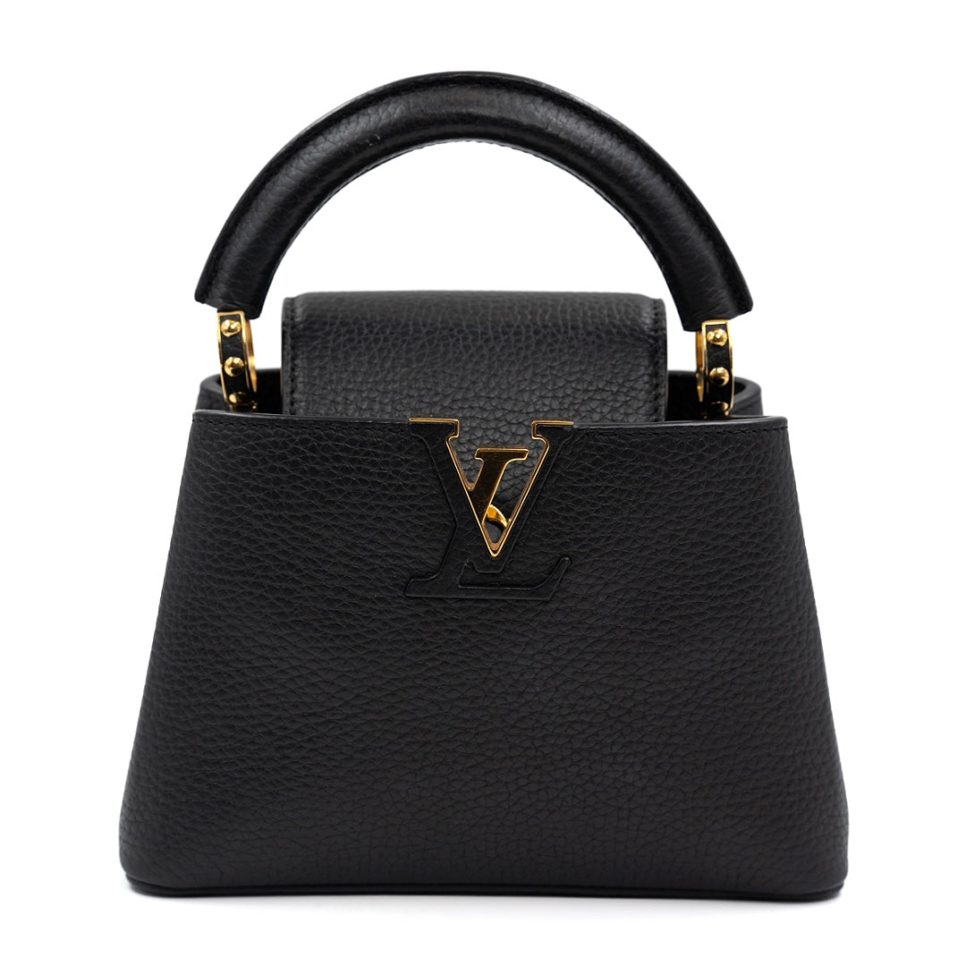 Louis Vuitton Black Leather Capucines Mini Bag - Gemaee  UAE