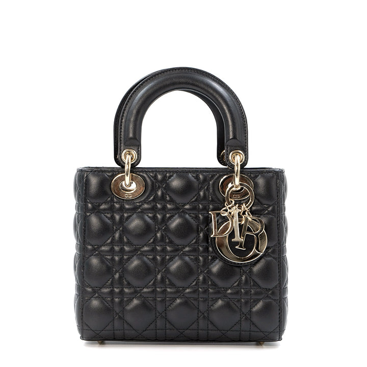 Dior My ABCDior Lady Dior Small Bag in Black Cannage Lambskin Leather with Gold Hardware - Gemaee  UAE