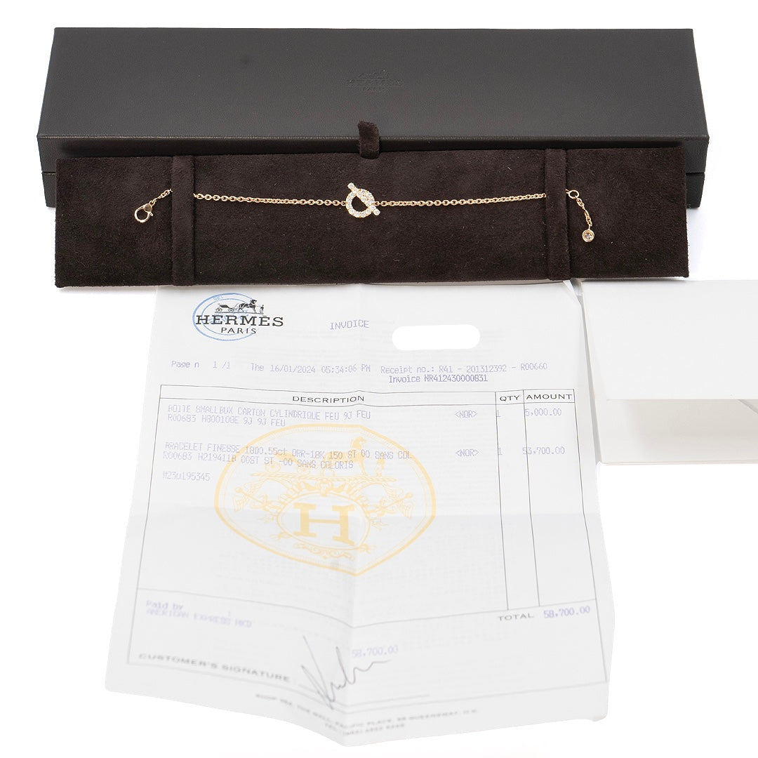 Hermès Finesse 18K Rose Gold Diamond Bracelet - Gemaee  UAE