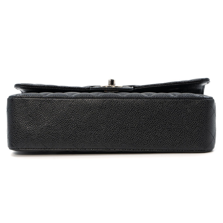 Chanel Medium Classic Double Flap Bag in Black Caviar Leather with Silver Hardware - Gemaee  UAE