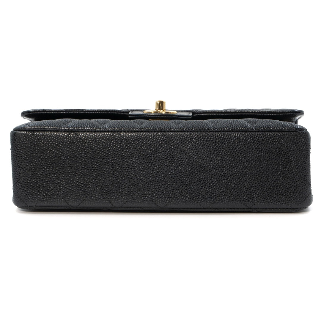 Chanel Medium Classic Double Flap Bag in Black Caviar Leather with Gold Hardware - Gemaee  UAE