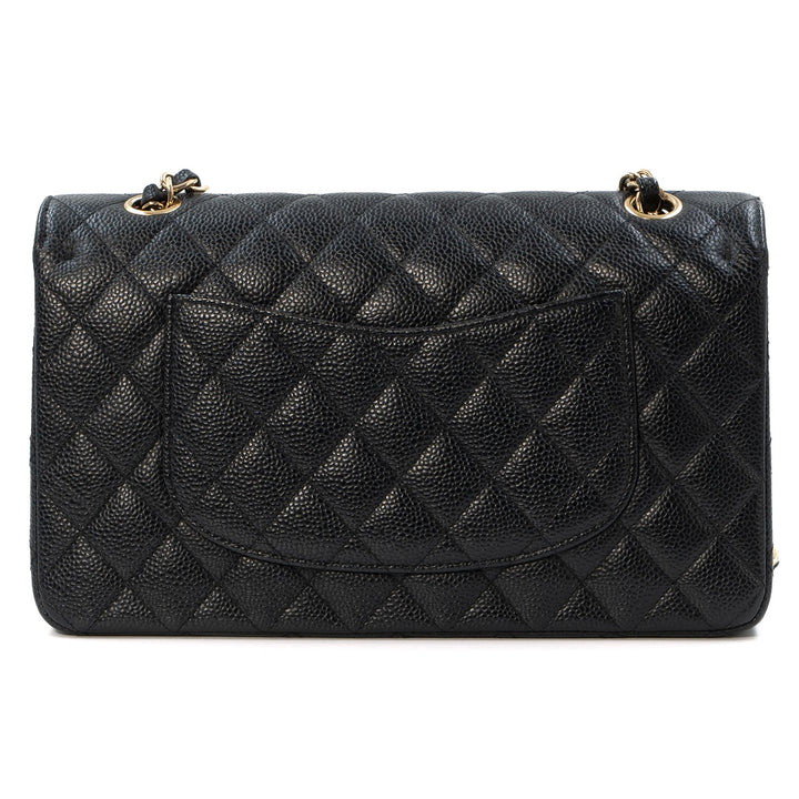Chanel Medium Classic Double Flap Bag in Black Caviar Leather with Gold Hardware - Gemaee  UAE