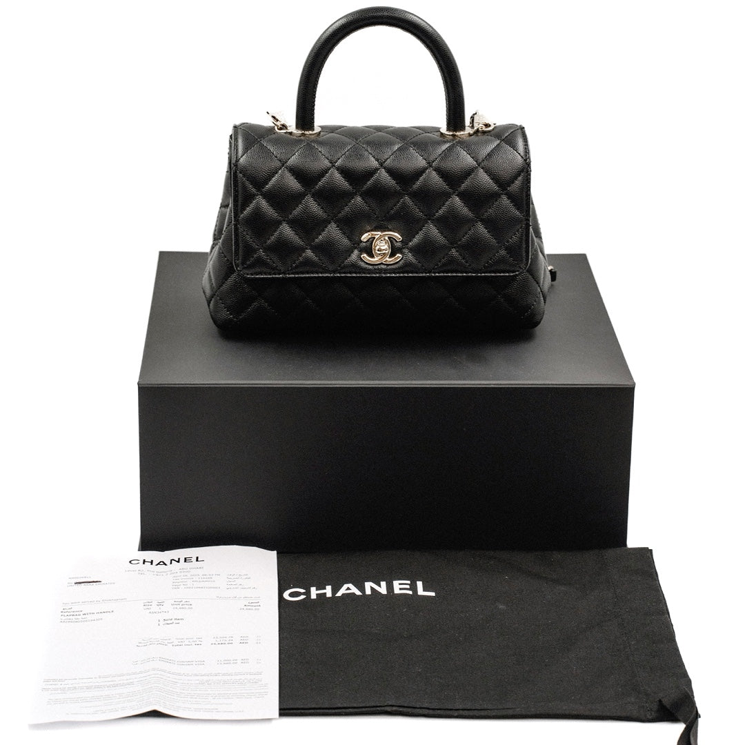 Chanel Medium Top Handle Flap Bag in Grained Calfskin with Gold-Tone Hardware - Gemaee  UAE