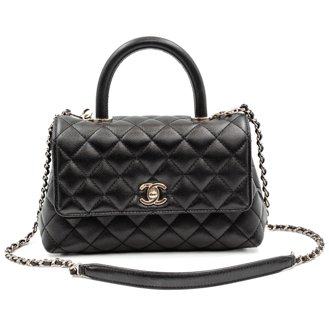 Chanel Medium Top Handle Flap Bag in Grained Calfskin with Gold-Tone Hardware - Gemaee  UAE