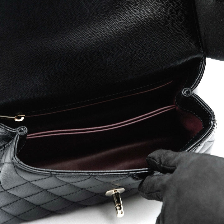 Chanel Medium Top Handle Flap Bag in Grained Calfskin with Gold-Tone Hardware - Gemaee  UAE