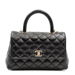 Chanel Medium Top Handle Flap Bag in Grained Calfskin with Gold-Tone Hardware