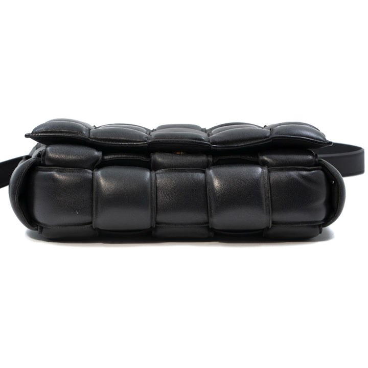 Bottega Veneta Black Padded Cassette Bag in Intreccio Nappa Leather with Gold Hardware - Gemaee  UAE