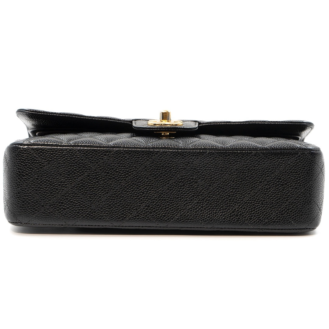 Chanel Medium Classic Double Flap Bag in Black Caviar Leather with Gold Hardware - Gemaee  UAE