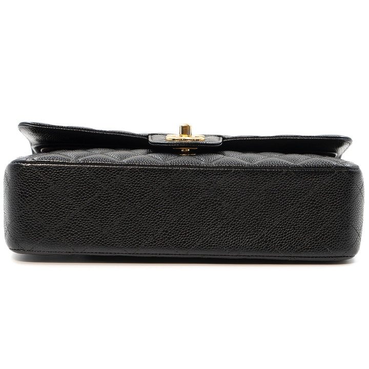 Chanel Medium Classic Double Flap Bag in Black Caviar Leather with Gold Hardware - Gemaee  UAE