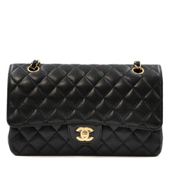 Chanel Medium Classic Double Flap Bag in Black Caviar Leather with Gold Hardware