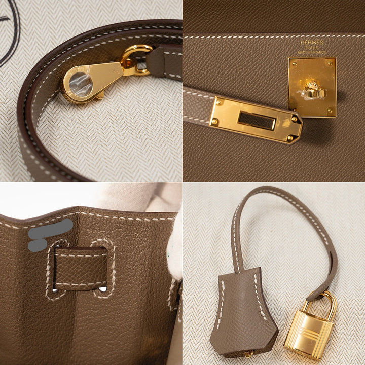 Hermès Kelly II Sellier 28 Epsom Calfskin in Etoupe with Gold Hardware - Gemaee  UAE