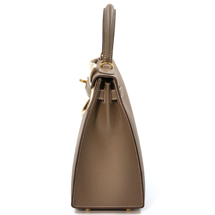 Hermès Kelly II Sellier 28 Epsom Calfskin in Etoupe with Gold Hardware - Gemaee  UAE