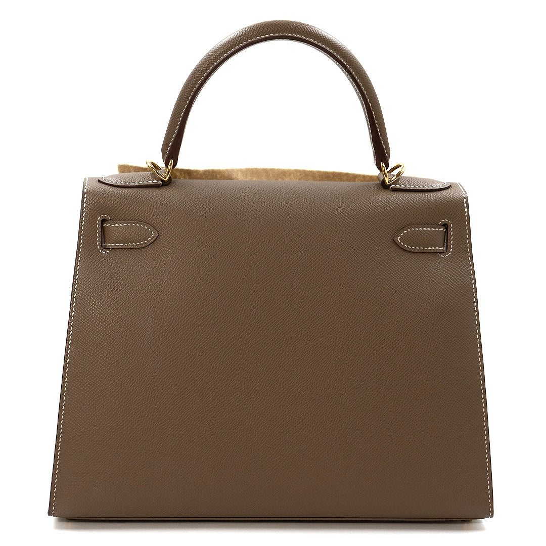 Hermès Kelly II Sellier 28 Epsom Calfskin in Etoupe with Gold Hardware - Gemaee  UAE