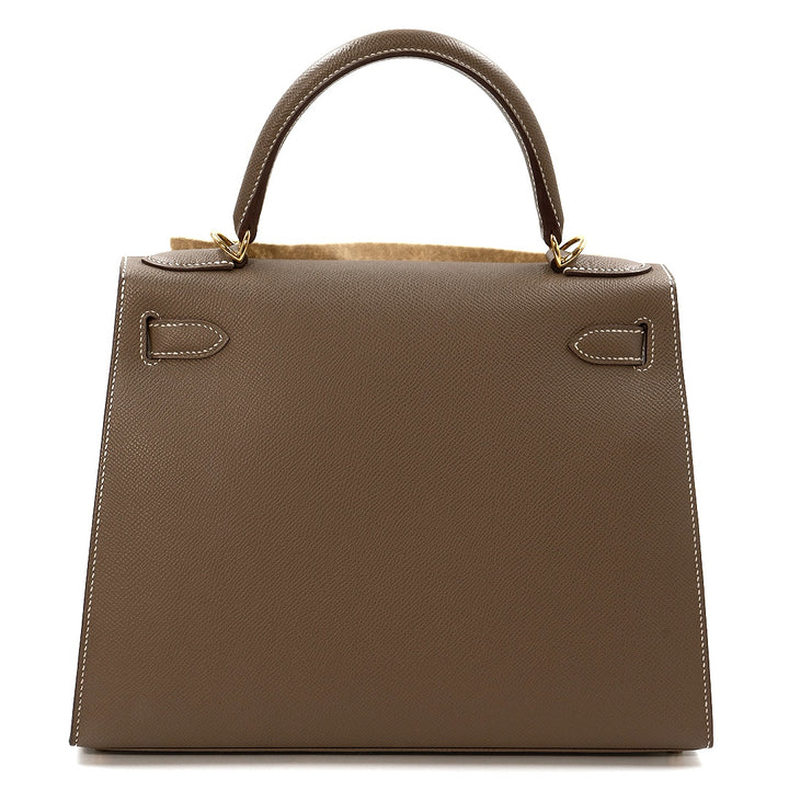 Hermès Kelly II Sellier 28 Epsom Calfskin in Etoupe with Gold Hardware - Gemaee  UAE