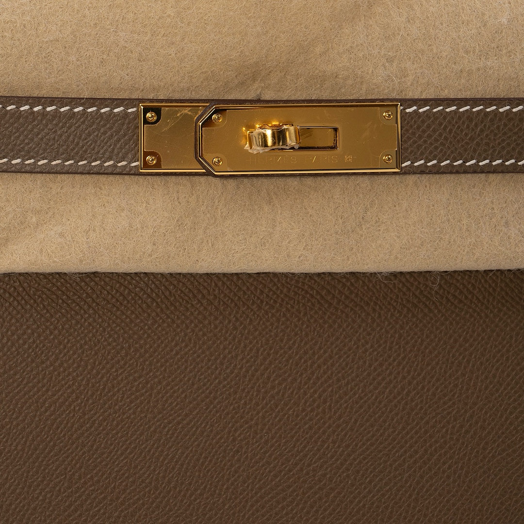 Hermès Kelly II Sellier 28 Epsom Calfskin in Etoupe with Gold Hardware - Gemaee  UAE