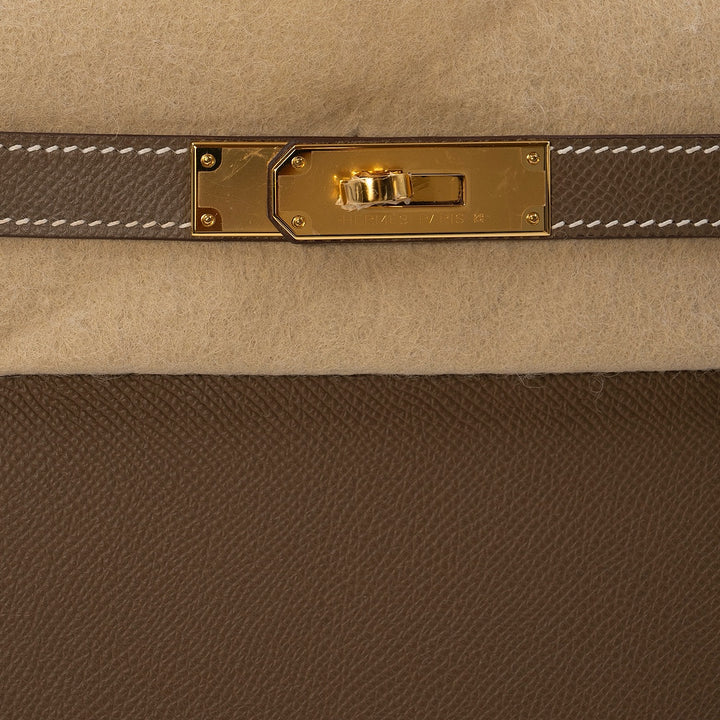 Hermès Kelly II Sellier 28 Epsom Calfskin in Etoupe with Gold Hardware - Gemaee  UAE