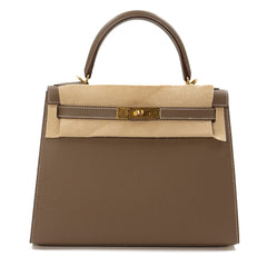 Hermès Kelly II Sellier 28 Epsom Calfskin in Etoupe with Gold Hardware