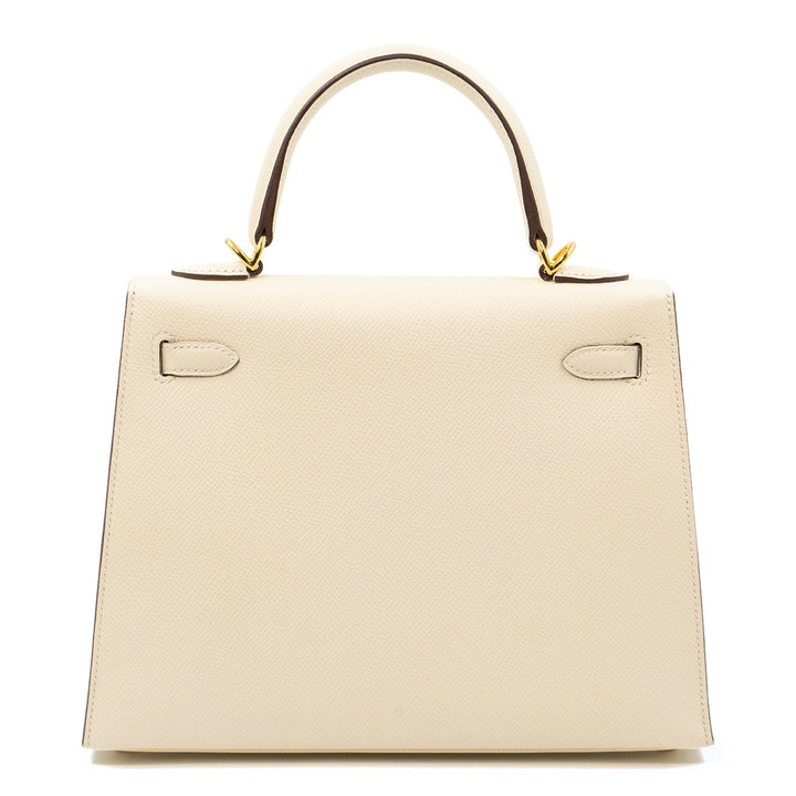 Hermès Kelly 25 Sellier Bag in Nata Epsom Leather with Gold Hardware - Gemaee  UAE