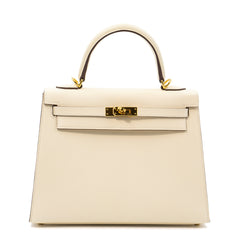 Hermès Kelly 25 Sellier Bag in Nata Epsom Leather with Gold Hardware