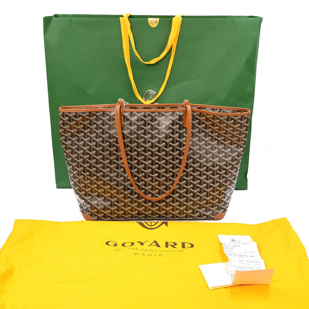 Goyard Artois MM Tote in Black & Natural Goyardine Canvas with Tan Leather Trim - Gemaee  UAE