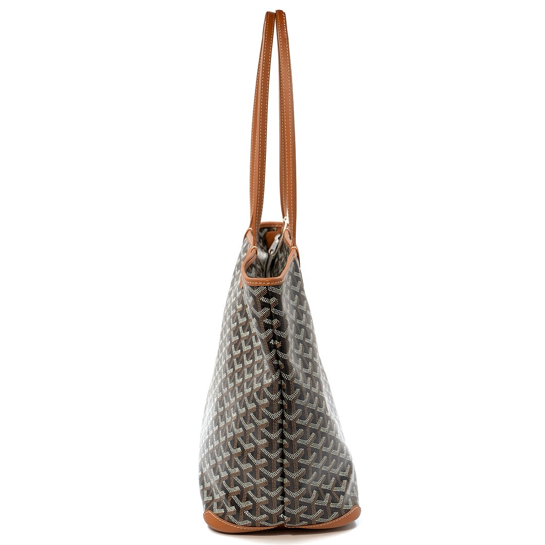 Goyard Artois MM Tote in Black & Natural Goyardine Canvas with Tan Leather Trim - Gemaee  UAE