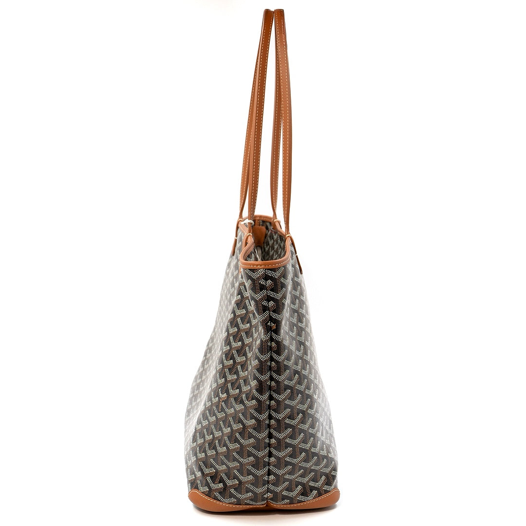 Goyard Artois MM Tote in Black & Natural Goyardine Canvas with Tan Leather Trim - Gemaee  UAE