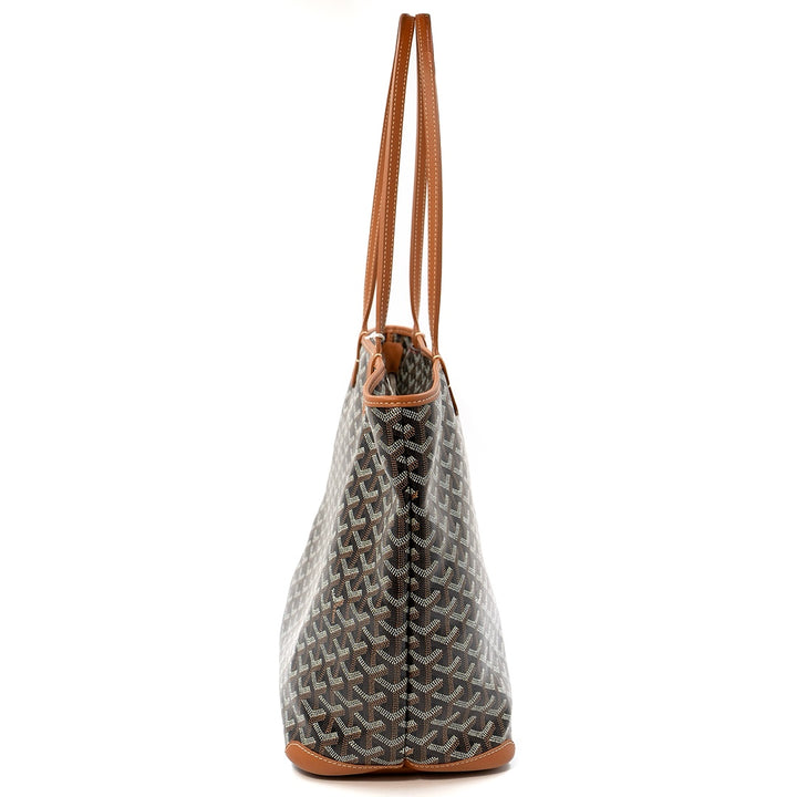Goyard Artois MM Tote in Black & Natural Goyardine Canvas with Tan Leather Trim - Gemaee  UAE