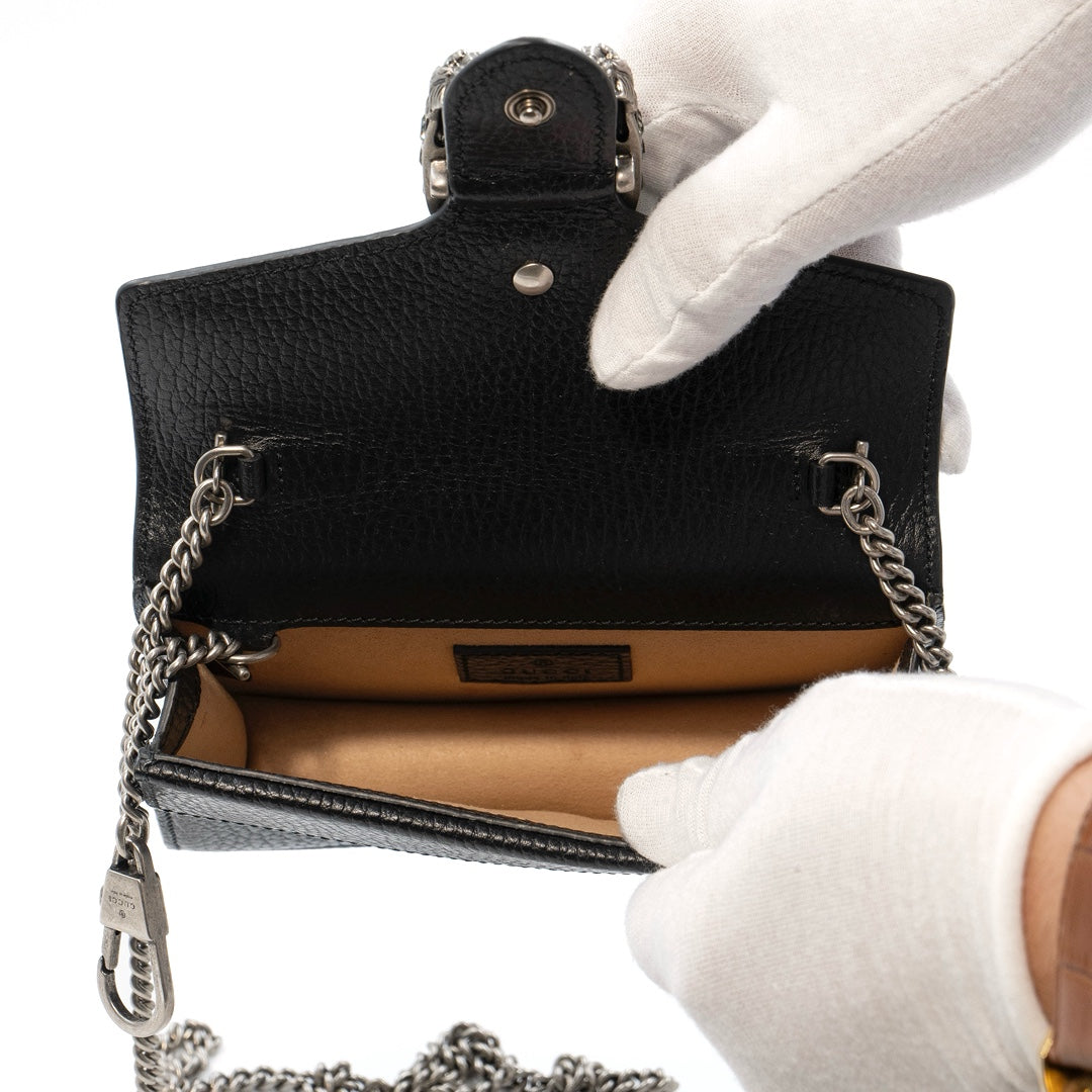 GUCCI Dionysus Mini Black Leather Chain Bag