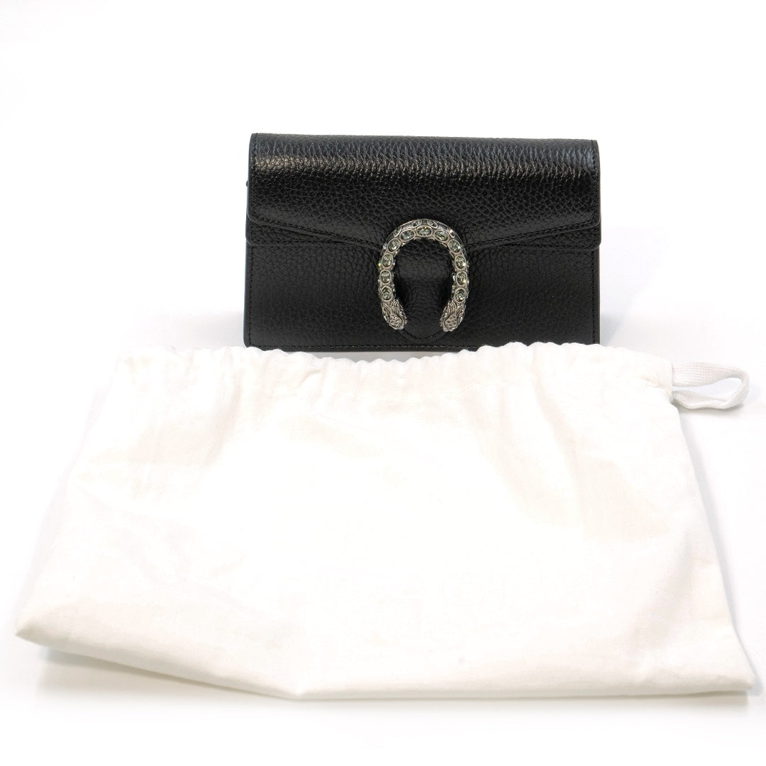 GUCCI Dionysus Mini Black Leather Chain Bag
