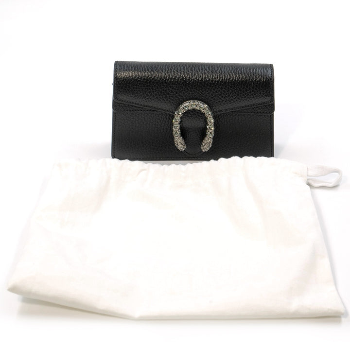 GUCCI Dionysus Mini Black Leather Chain Bag