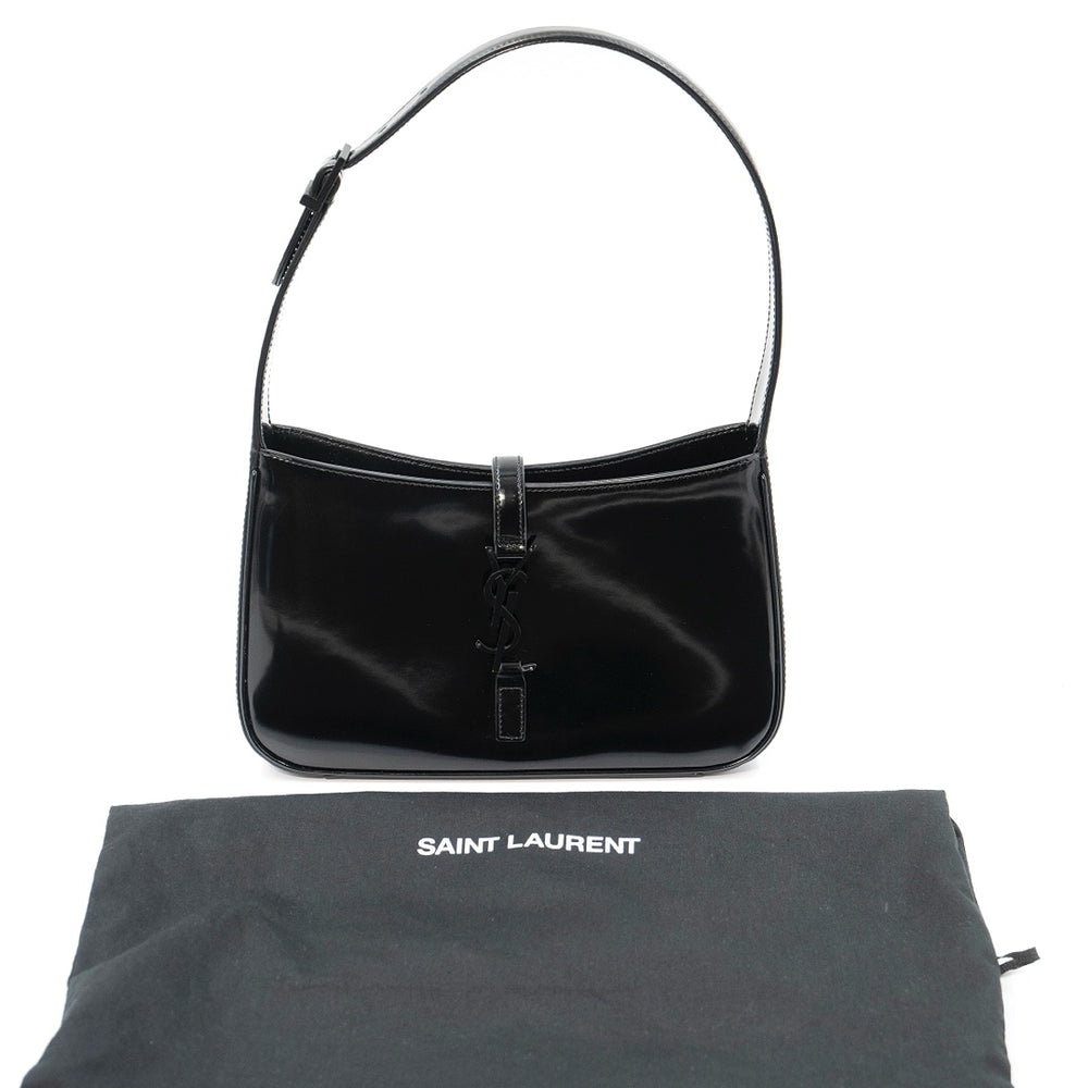 Saint Laurent Le 5 à 7 Black Patent Leather Hobo Shoulder Bag - Gemaee  UAE
