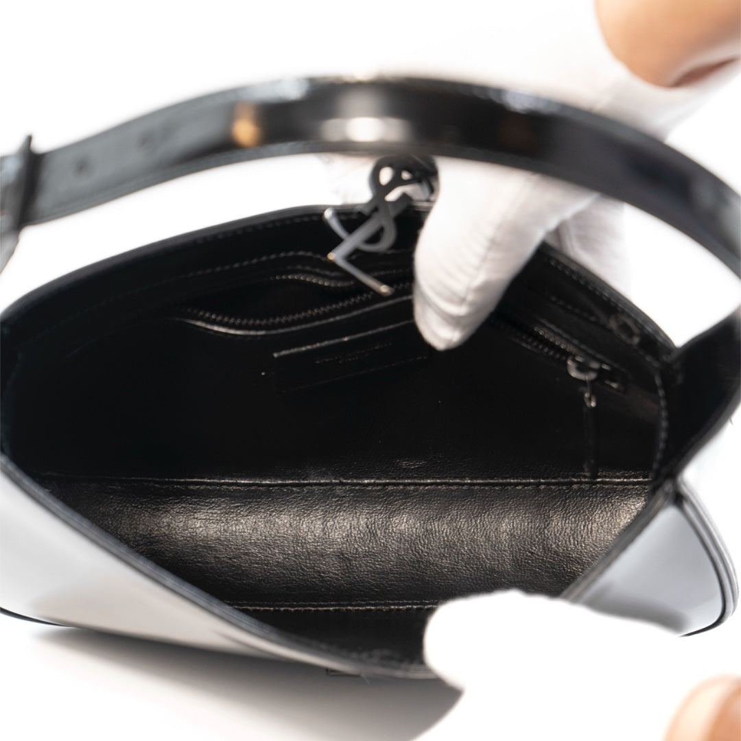 Saint Laurent Le 5 à 7 Black Patent Leather Hobo Shoulder Bag - Gemaee  UAE