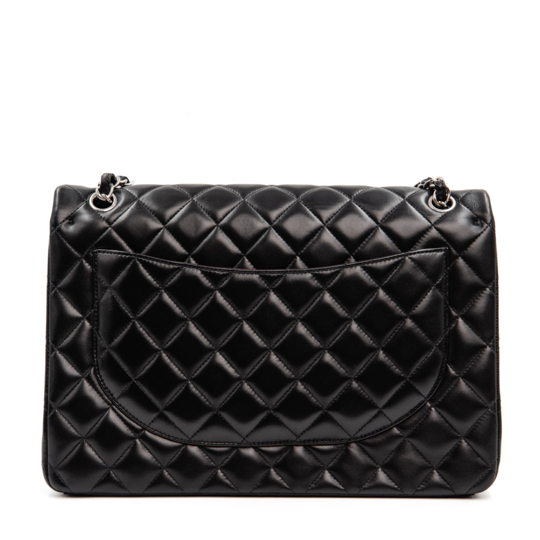 Chanel Black Quilted Lambskin Leather Classic Maxi Double Flap Bag - Gemaee  UAE
